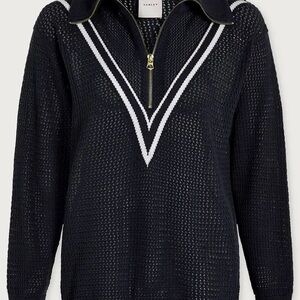 Varley Blue Knit Sweater with White Accents